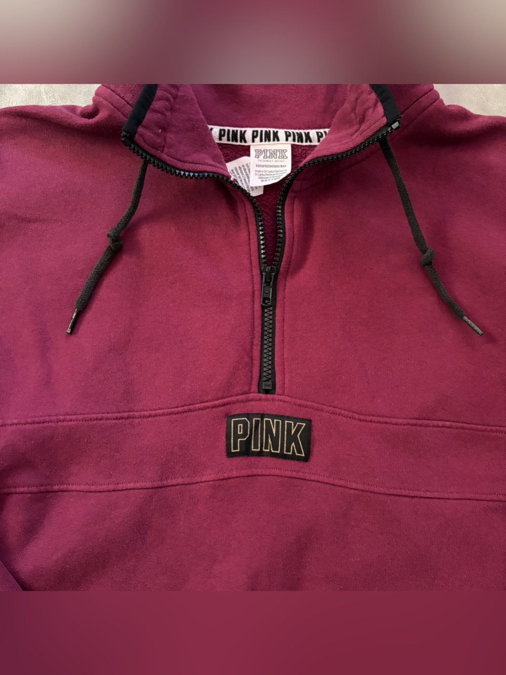 Victorias Secret PINK maroon varsity quarter zip oversized sweatshirt - Picture 7 of 10